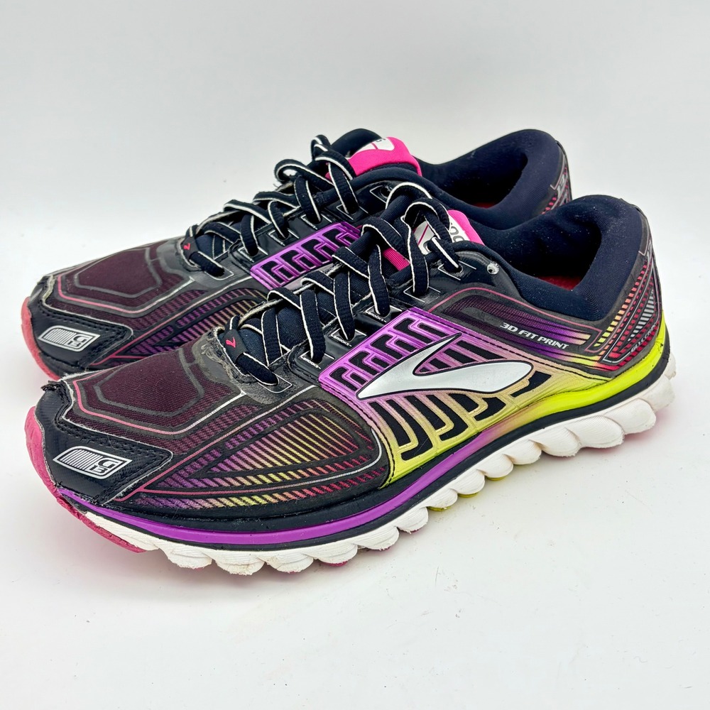 Brooks Glycerin 13 Womens 8.5 Running Shoes Black Pink Purple Cross Training Gym
